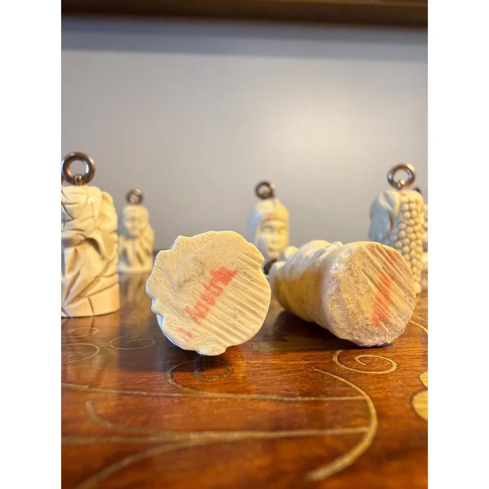 Vintage Austrian Carved Bone Place Card Holders Set of 12‎ Figural Table Pieces